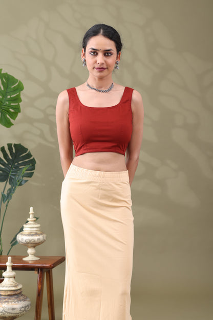 Navya Rust Basic cotton Sleeveless Blouse