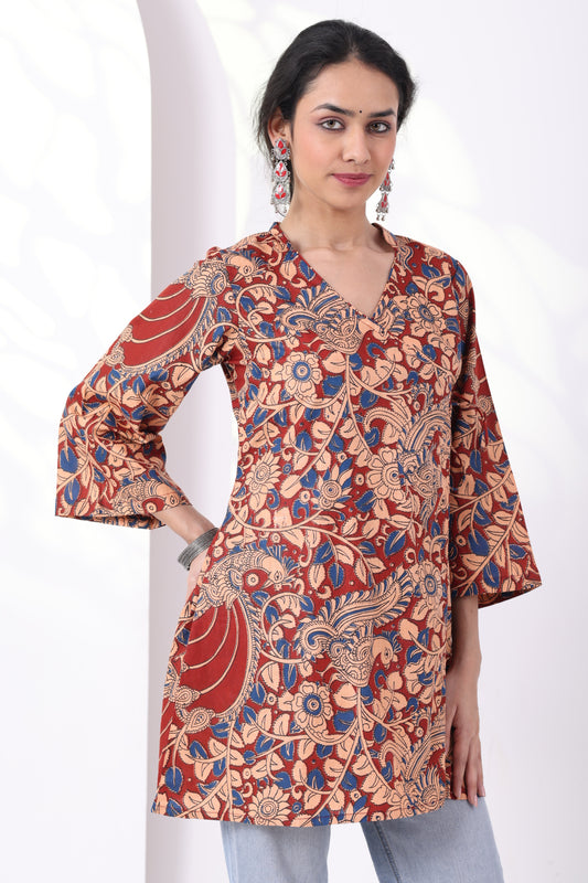 Heer Rust Red Angrakha Tunic