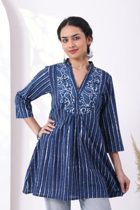 Heer Indigo Dabu Yoke Tunic