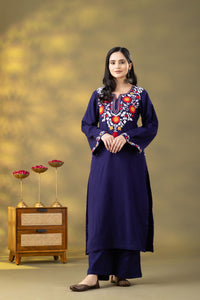 Utsaah Navy Woolen Multi Embroidery Set