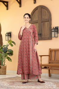 Jugni Brick Block Angrakha Kurta Set