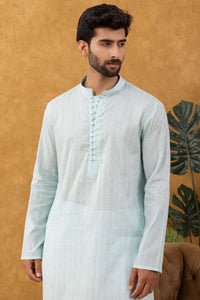 Navrang Men's Aqua Dobby Cotton Long Kurta Set – Sizes XS to 6XL