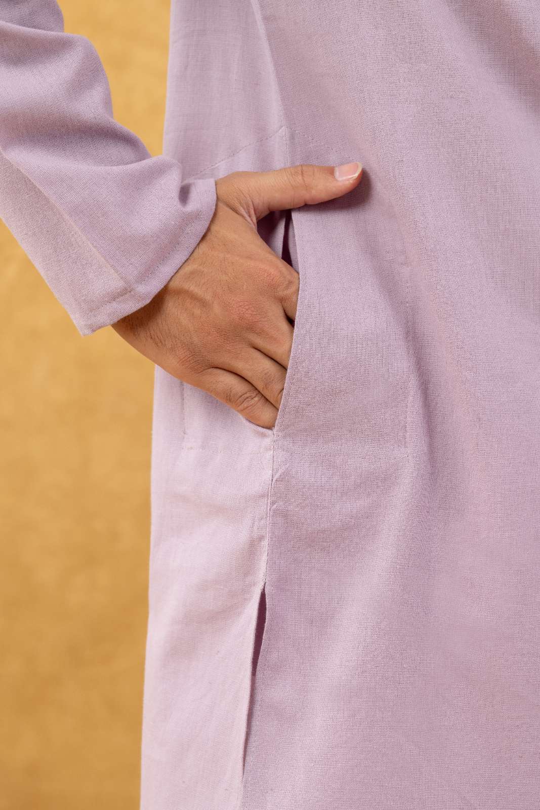 Navrang Men's Mauve Cotton Long Kurta Set – Sizes XS to 6XL