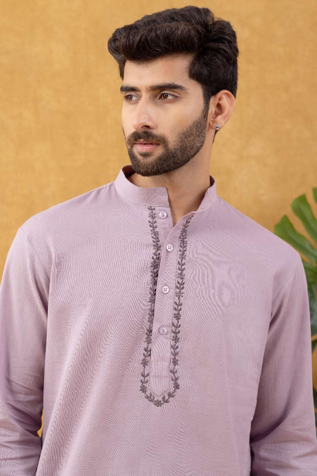 Navrang Men's Mauve Cotton Long Kurta Set – Sizes XS to 6XL