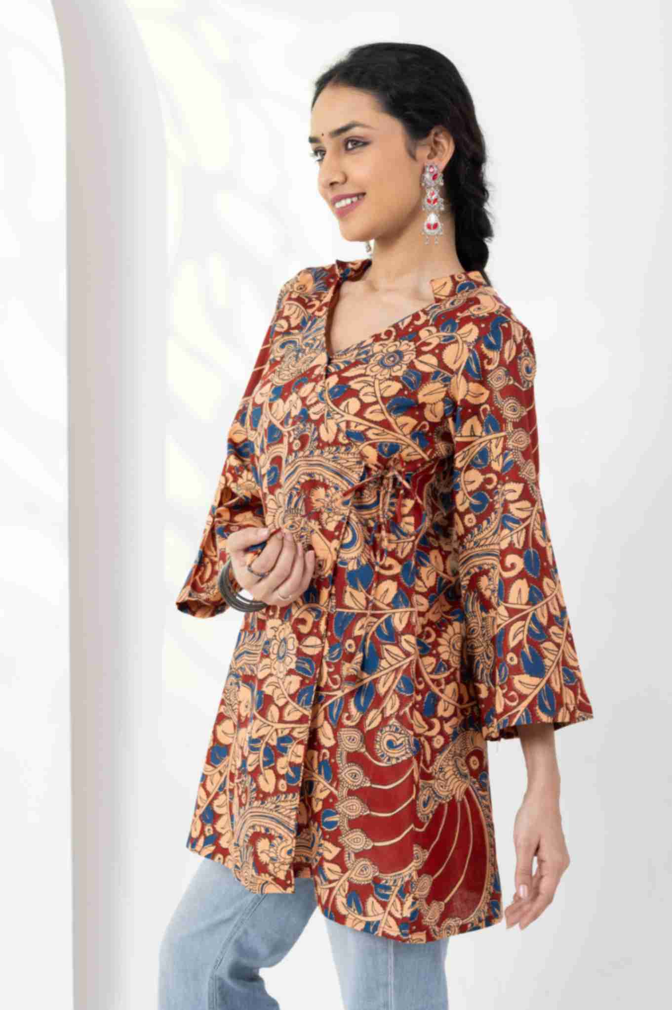 Heer Rust Red Angrakha Tunic