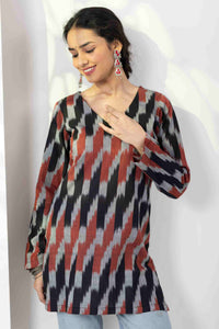 Heer Black Maroon Ikkat Tunic