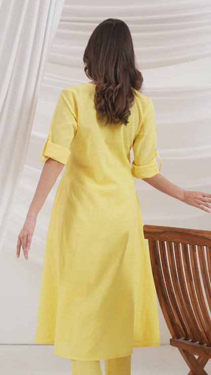 Mridu Marigold Pink Block Kurta Set
