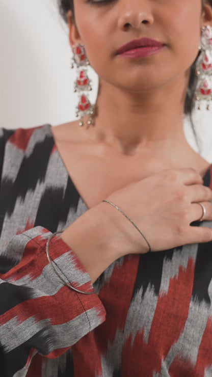 Heer Black Maroon Ikkat Tunic