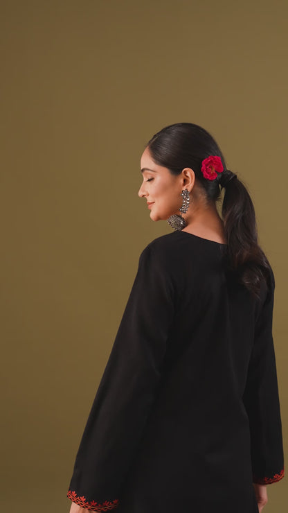 Utsaah Black Aari Embroidery Kurta Set