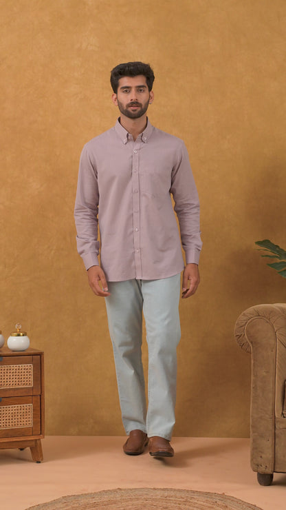 Navrang Men's Mauve Linen Slim Fit Shirt – Sizes XS to 6XL