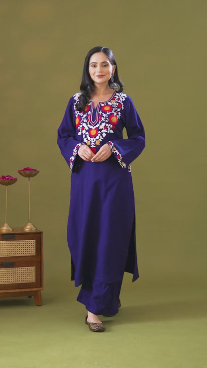 Utsaah Navy Woolen Multi Embroidery Set