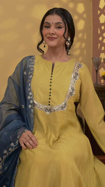 Jashn Ochre Kalidar Suit set