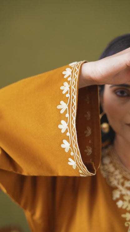 Utsaah Mustard Embroidered Phiran Set