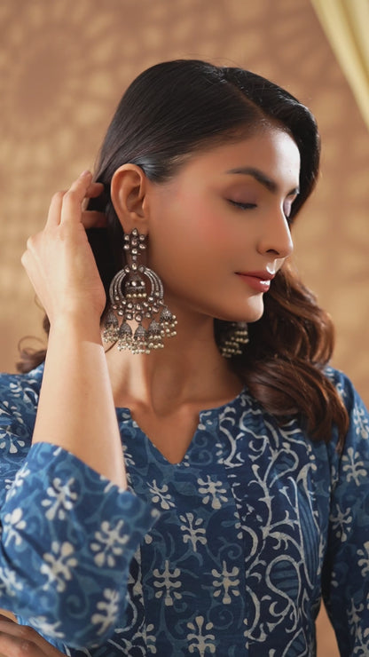 Umang  Indigo Kalidar Dabu Kurta Set