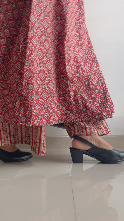 Jugni Brick Block Angrakha Kurta Set
