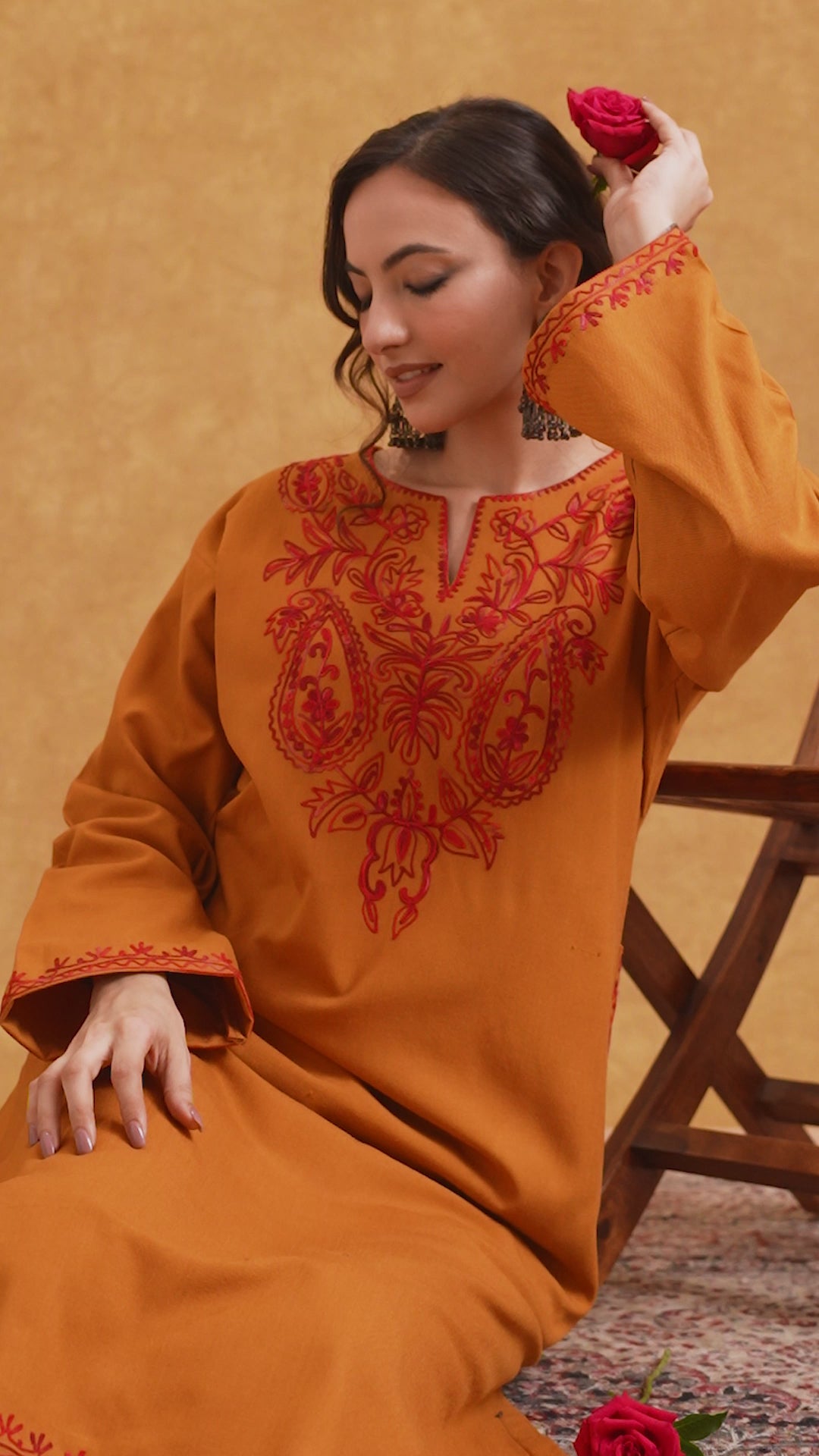 mustard colour pheran, mustard pheran, mustard colour embroidery, mustard yellow embroidered fabric, mustard with red suit set, mustard with red suit set party wear, women mustard with red suit set, mustard with red suit set ladies, mustard with red suit set online, winter suits, winter suits for women, kashmiri winter suits for ladies, kashmiri winter suits for ladies with price, winter suits unstitched, winter woolen suits for ladies with price, unstitched winter suits for ladies