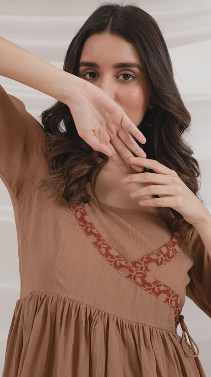 Mridu Mud brown block Angrakha