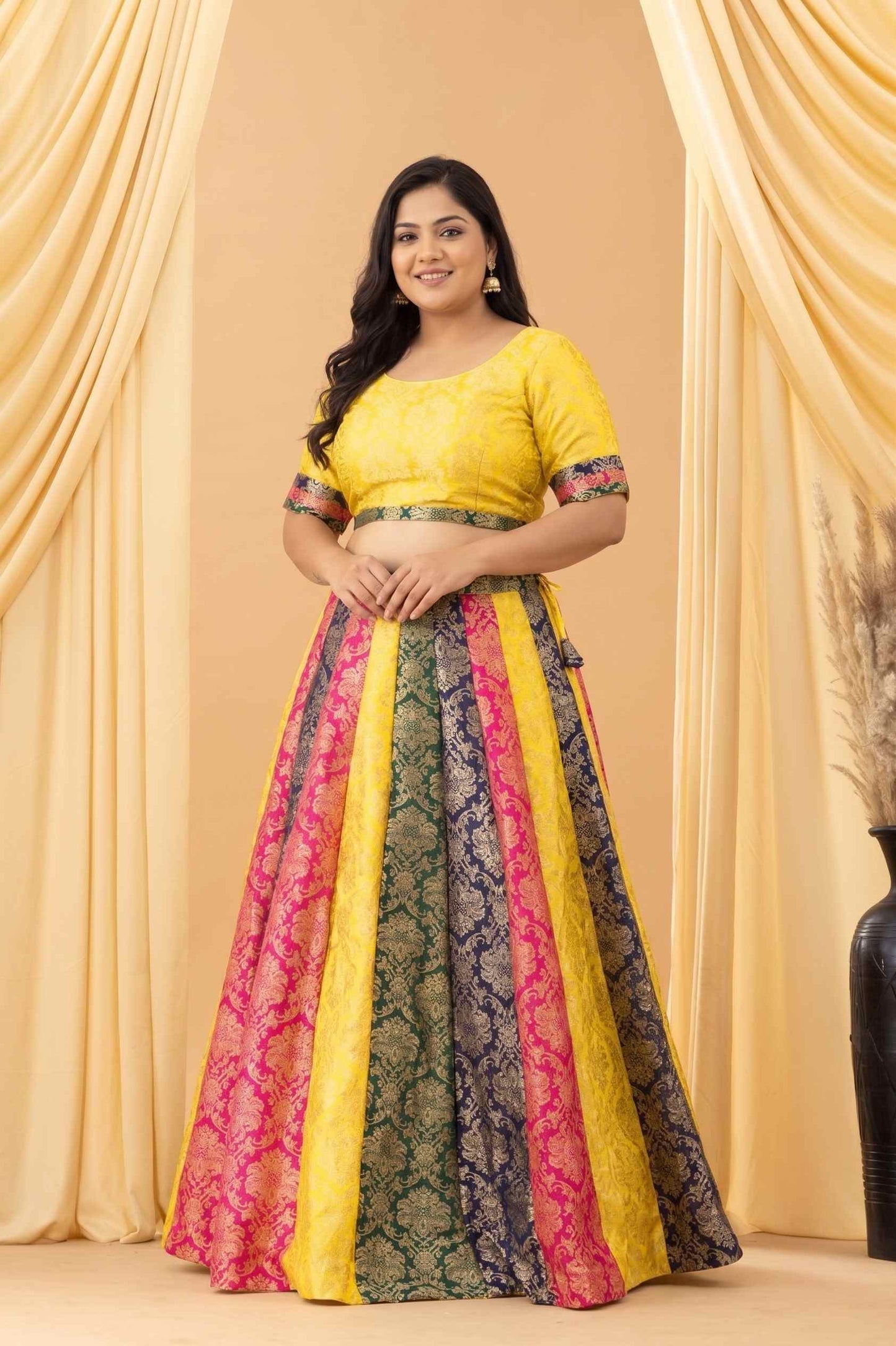 Aseel Jacquard Multicolor Blouse Skirt Set