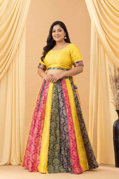 Aseel Jacquard Multicolor Blouse Skirt Set